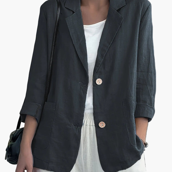 Eleganter Damen Blazer, locker geschnitten, ideal für den stilvollen Auftritt im Büro und Alltag.