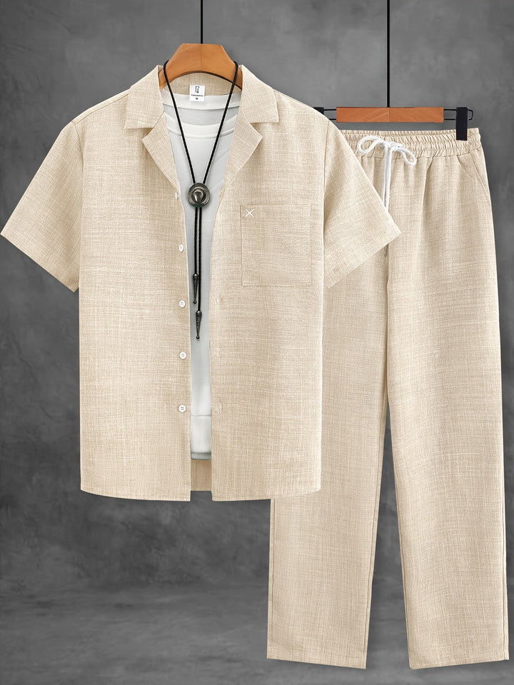 Herren Freizeit Set: Kurzarm Hemd & Freizeithose für Sommer & Urlaub.