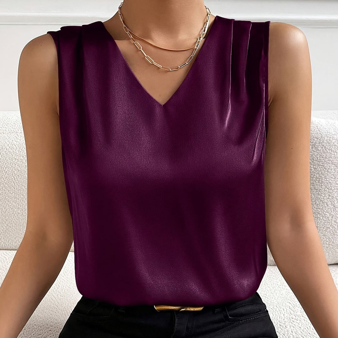 Elegantes Damen Oberteil mit V-Ausschnitt, perfekt für den Sommer und schicke Anlässe.