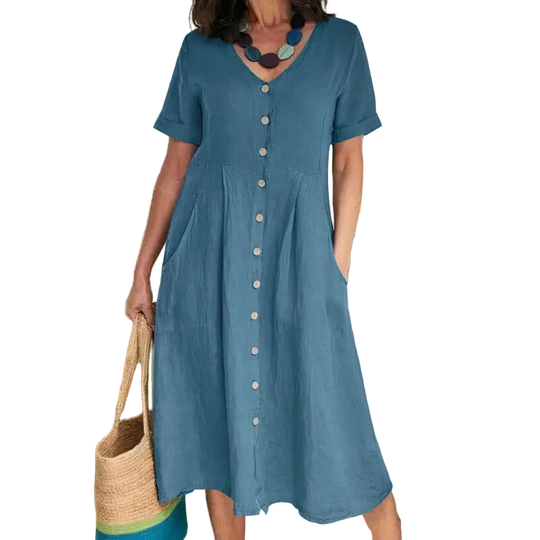 Entspanntes Damen-Sommerkleid, knielang, in modernem Design für jede Gelegenheit.