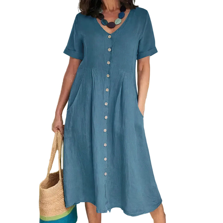 Entspanntes Damen-Sommerkleid, knielang, in modernem Design für jede Gelegenheit.