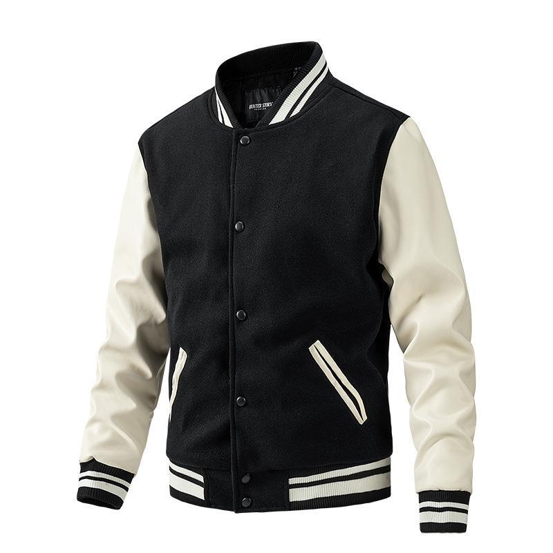 Moderne Herren-Übergangsjacke im Colorblock-Stil, langarm, perfekt für Freizeitlooks im Frühling.
