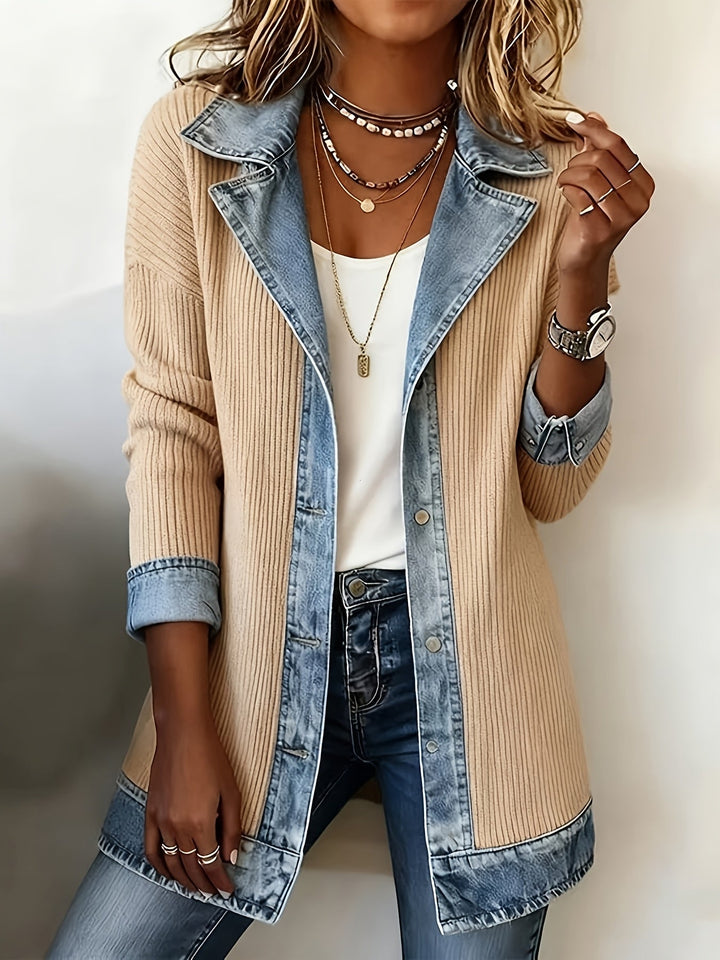 Damen Kontrast Blazer, elegant & modern, ideal für Business Casual Outfits und Freizeit.