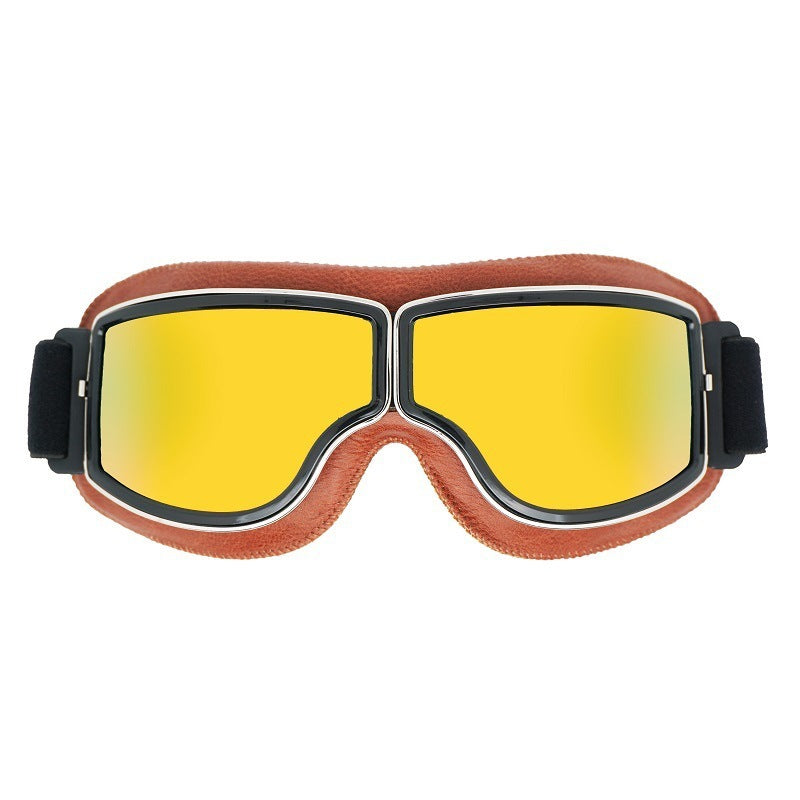 Polarisierte Herren Pilotenbrille, Retro-Stil, UV-Schutz, Leder-Finish, für Motorradfahren.