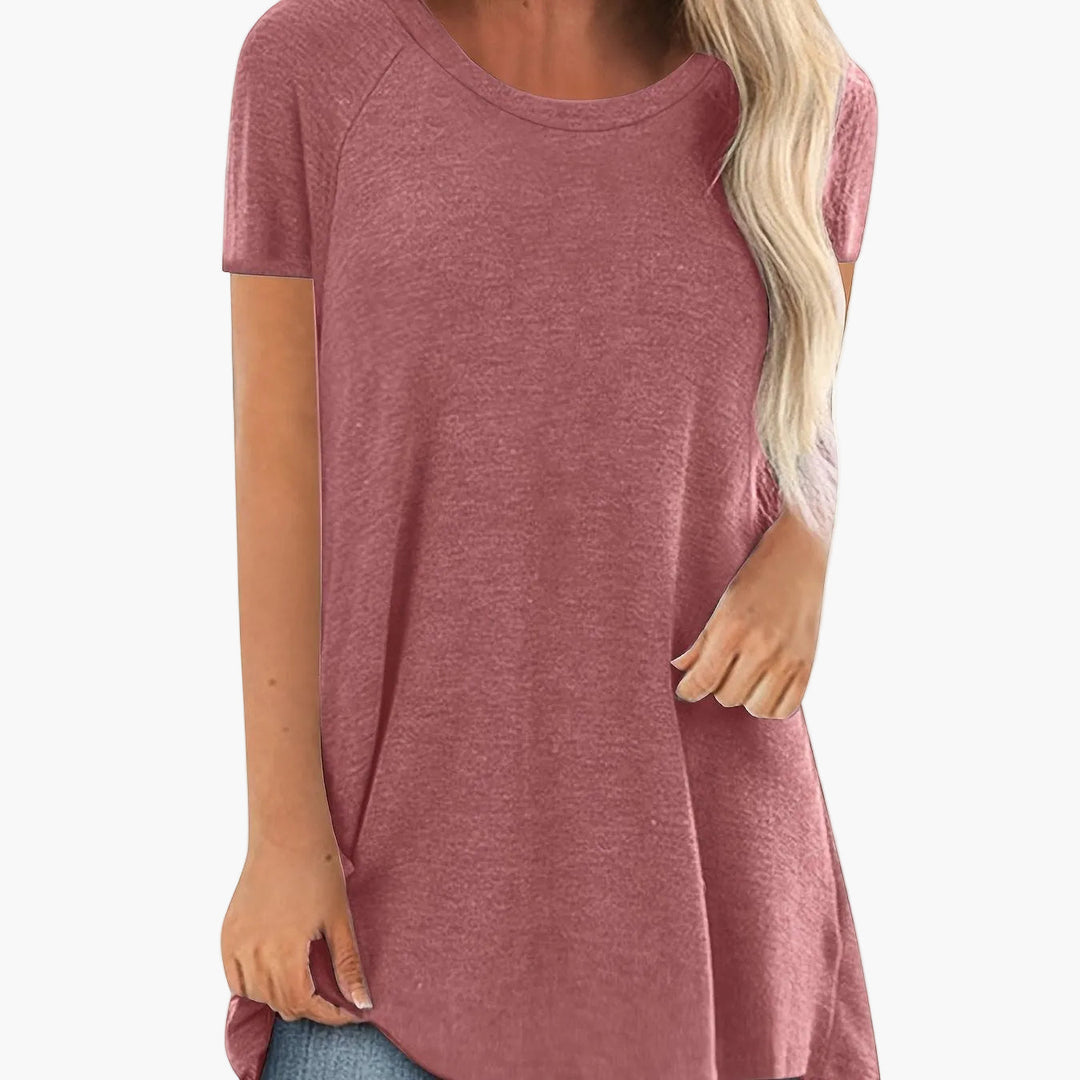 Bequemes Damen Tunika Kurzarmshirt, locker geschnitten, ideal für Alltag & entspannte Abende.