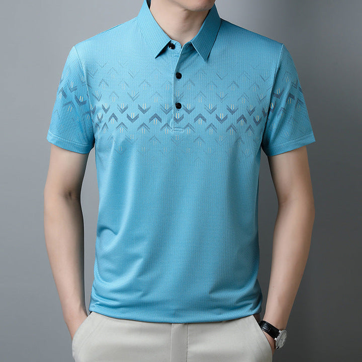Herren Print Poloshirt, kurzärmelig, mit Reverskragen; locker geschnitten und bequem für den Alltag.
