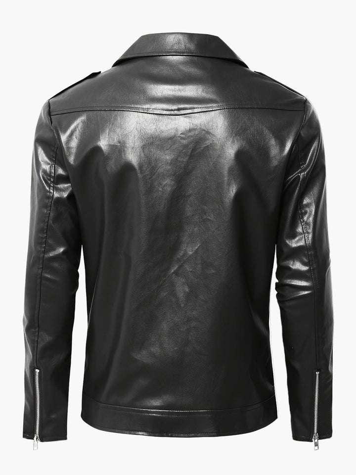 Robuste schwarze Herren Bikerjacke, Vintage Design, für Motorradtouren und als modische Übergangsjacke.