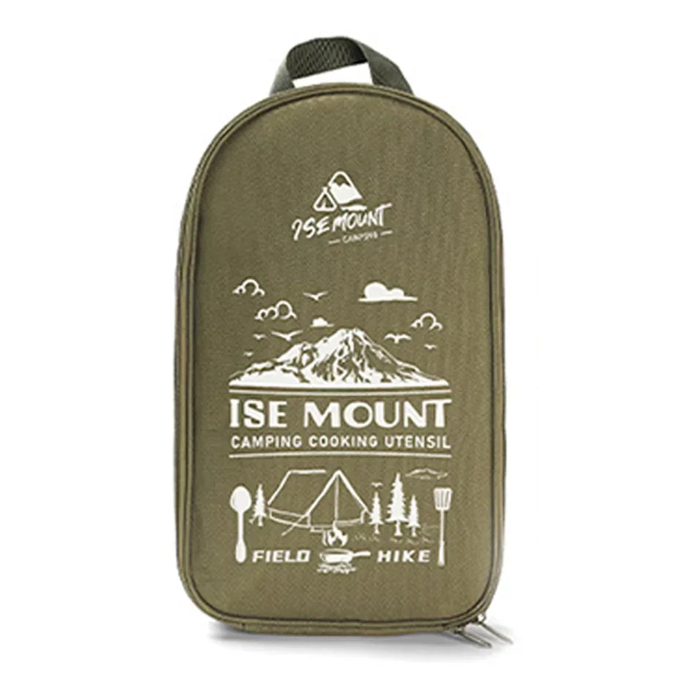 Kompaktes Reisekochset aus Edelstahl für 9-teilige Outdoor-Küche. Perfekt für Abenteuer.