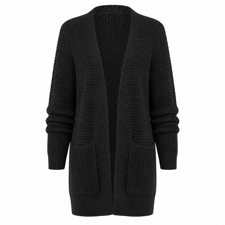Damen Feinstrick Cardigan mit elegantem Fall, schmeichelhaft und vielseitig für verschiedene Anlässe.