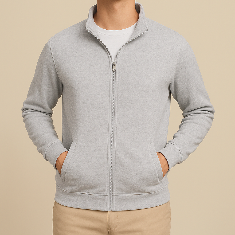 Eleganter Herren Zip-Cardigan Slim Fit, Langarm Strickjacke für modische Freizeit-Looks.