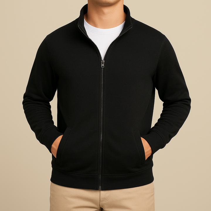 Sportlich-eleganter Herren Langarm Zip-Cardigan Slim Fit. Modische Strickjacke für jede Gelegenheit.