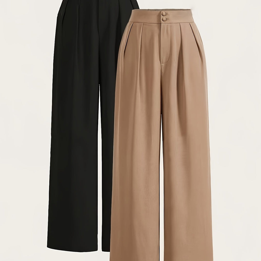 Moderne Damen Anzughose mit Bügelfalten. Elegante High-Waist Hose in weiter Passform für jeden Anlass.