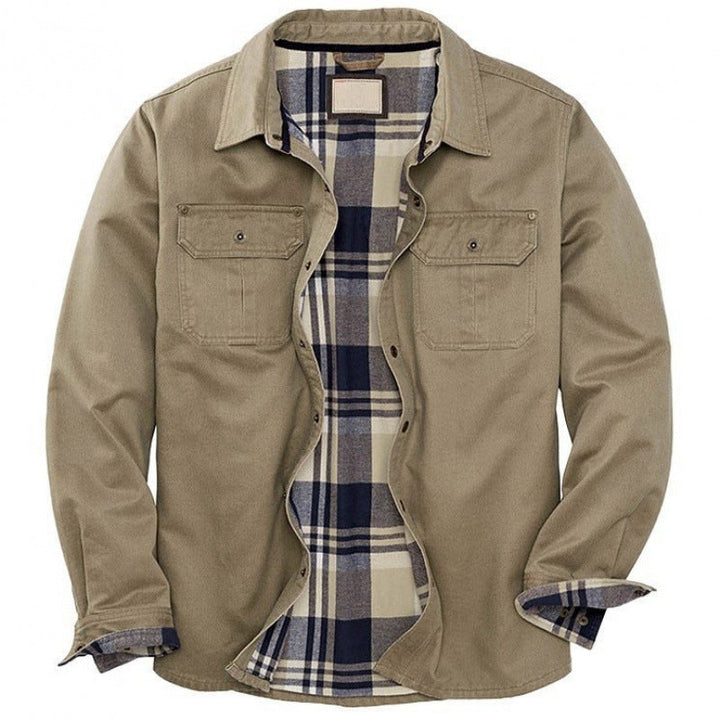 Kaffee-farbene Herren Frühlingsjacke: Elegante Stehkragenjacke für den Alltag, mittellang, mit praktischen Taschen.