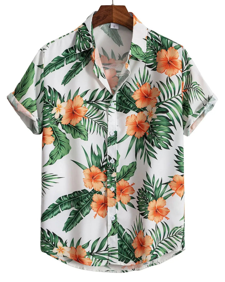Elegantes Herren Freizeithemd mit dezentem Blumenmuster. Kurzarm, stylisch & leicht.