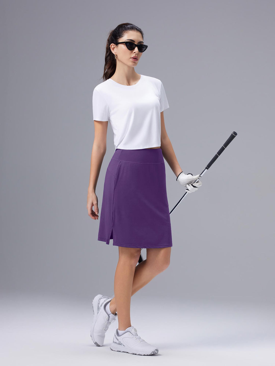 Farbiges Damen Skort, hoher Bund, kurzer Rock, mit Taschen, ideal für Reisen & Alltag.