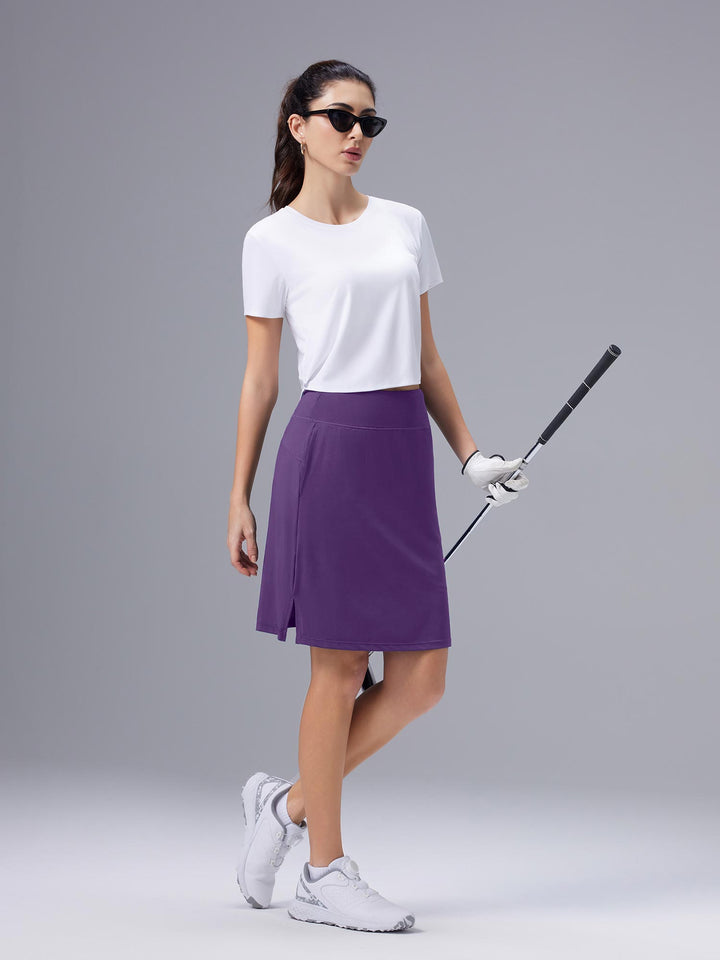Farbiges Damen Skort, hoher Bund, kurzer Rock, mit Taschen, ideal für Reisen & Alltag.