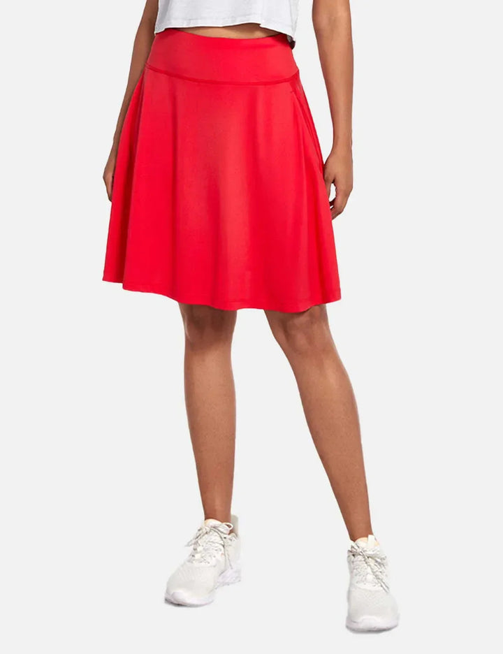 Stylischer Damen Freizeitrock mit hohem Bund, UPF50+ Schutz, integrierten Shorts & Taschen.