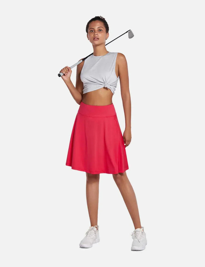 Damen Sommer Skort mit hohem Bund, integrierten Shorts & UPF50+ Schutz für Sport und Freizeit.