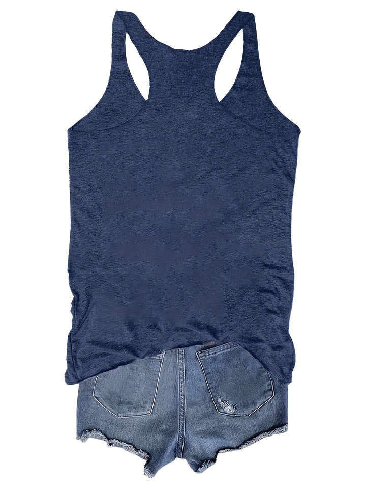 Stylisches ärmelloses Damen Freizeitshirt mit farbenfrohen Wildblumen, perfekt für den Boho-Sommer.