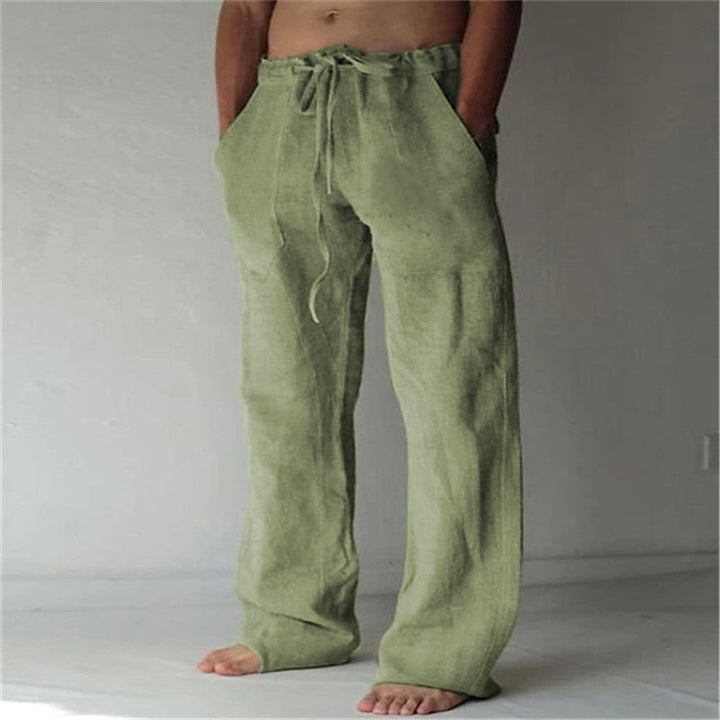 Lässige Herren Freizeithose Elias aus Leinen mit lockerem Weitschnitt, ideal für Frühling & Sommer.