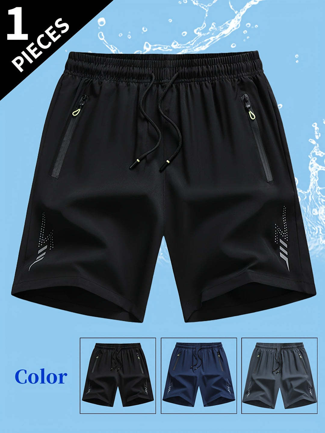 Herren Sportshorts, atmungsaktiv, Reißverschlusstaschen. Ideal für Training, Fitness & Freizeit. Hoher Tragekomfort.
