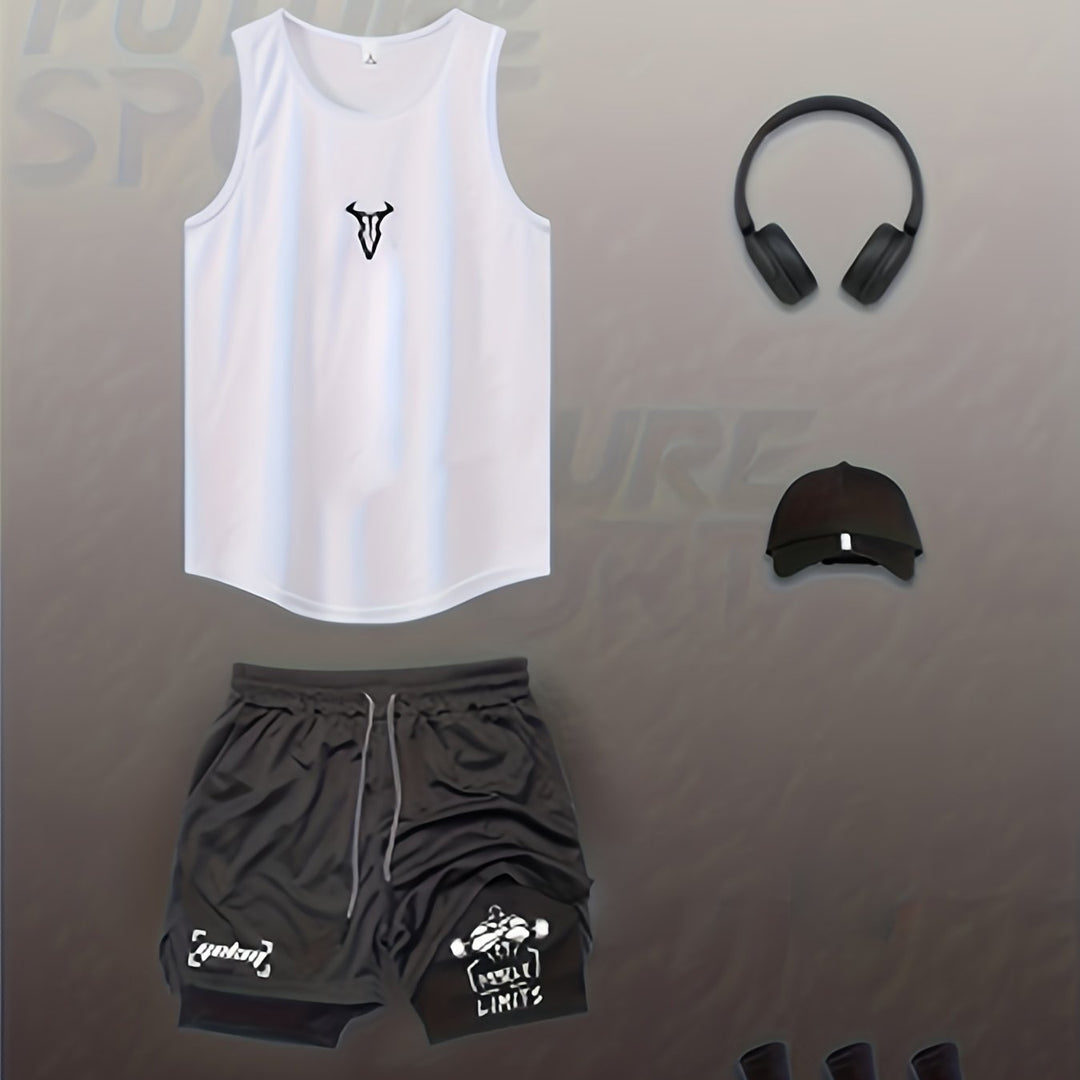 Detailansicht des Herren Fitness Tanktops, atmungsaktiver Stoff für maximalen Komfort.