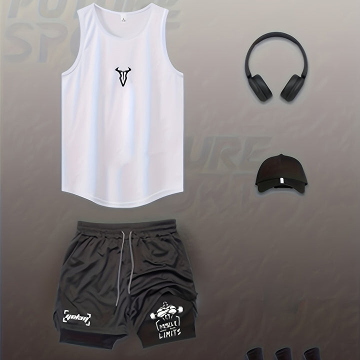 Detailansicht des Herren Fitness Tanktops, atmungsaktiver Stoff für maximalen Komfort.