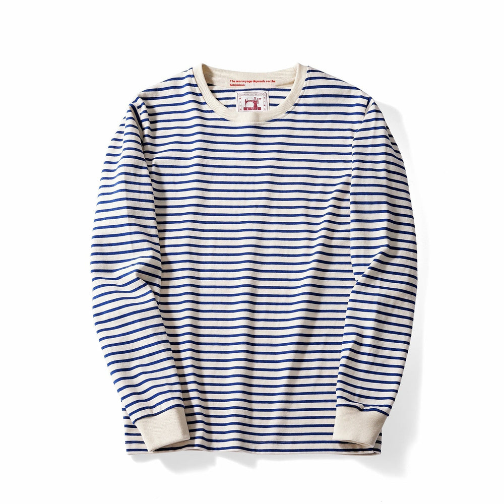 Stilvolles Herren Langarm-T-Shirt mit Streifen und Rundhals. Ideales Freizeit-Oberteil.