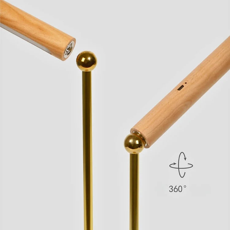 Flexible Magnetlampe aus Holz mit integrierter LED; moderne Tischlampe für stilvolles Zuhause.