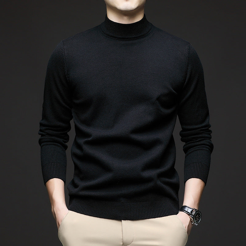 Eleganter Herren Pullover mit Stehkragen und Slim Fit Passform, ideal für Herbst & Winter Herrenmode.