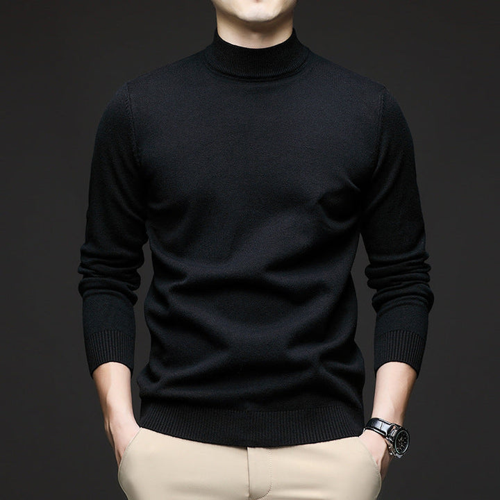 Eleganter Herren Pullover mit Stehkragen und Slim Fit Passform, ideal für Herbst & Winter Herrenmode.