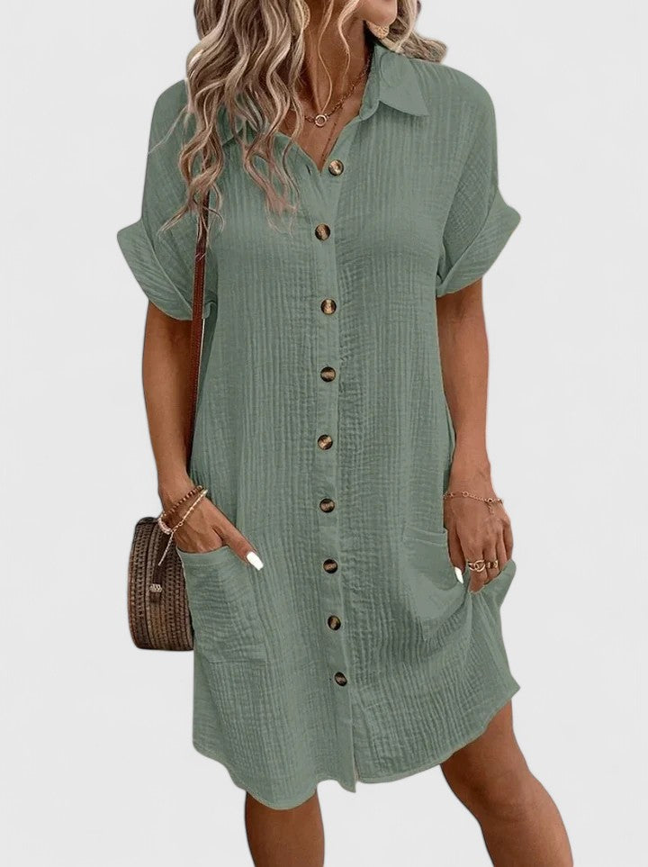Sommerliches Damen Midikleid, atmungsaktiv und bequem, ideal für warme Tage. Ein vielseitiges Freizeitkleid.