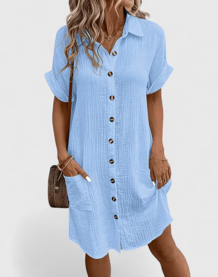 Bequemes Damen Midi-Kleid für den Alltag, vielseitig. Ideales TAGESKLEID und Freizeitkleid für Damen.