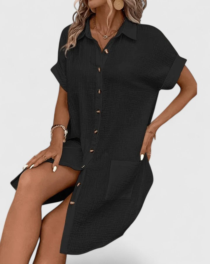 Elegantes Freizeitkleid für Damen, knielang, aus leichtem Stoff. Bequem und stylisch. Perfekt für Sommermode.