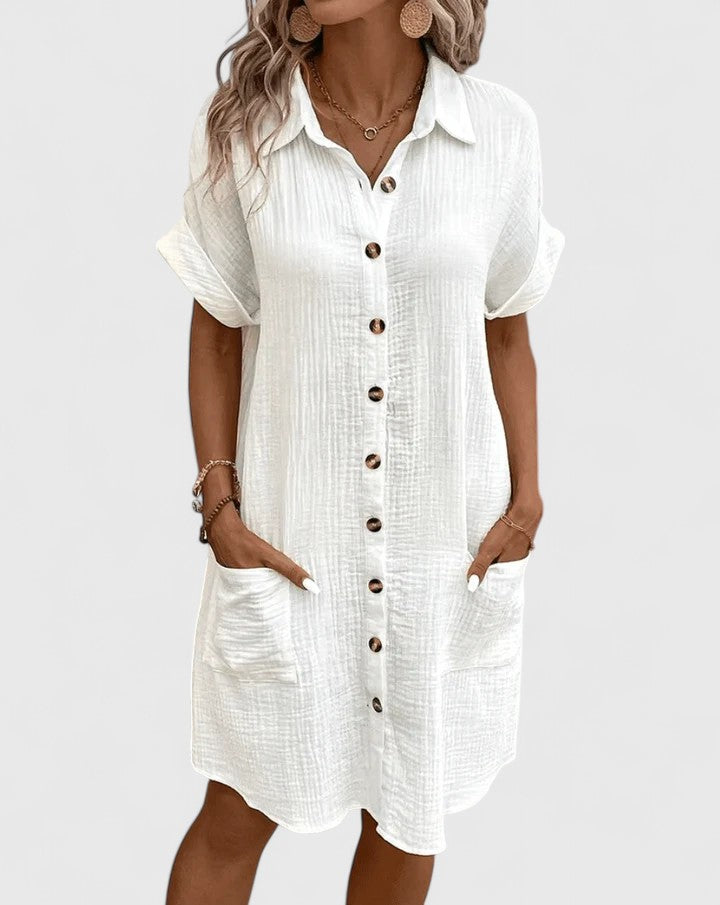 Bequemes Damen Midikleid für Frühling/Sommer, entspannter Look für jeden Anlass. Stilvolles Tageskleid.