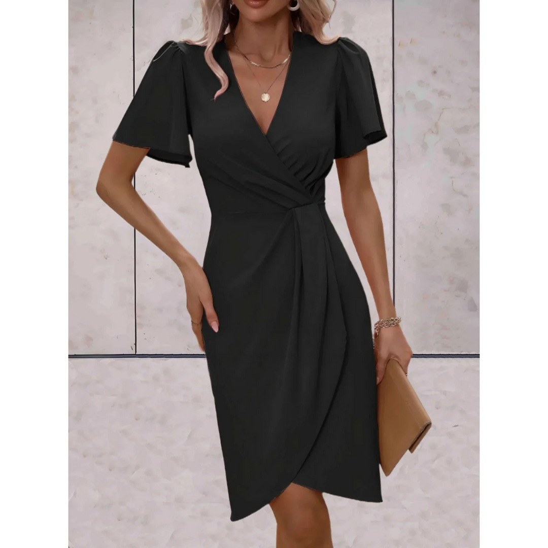Stylisches Damen Partykleid als Wickel-Midikleid, elegant und vielseitig für besondere Anlässe.