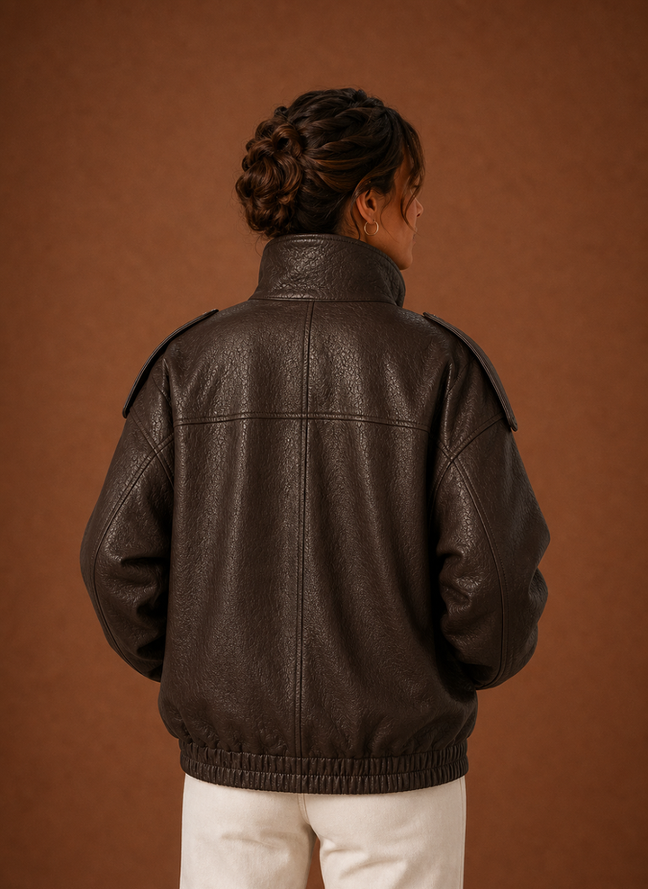 Casual chic Damen Übergangsjacke mit Stehkragen, Langarm und gerader Passform. Perfekt kombiniert.