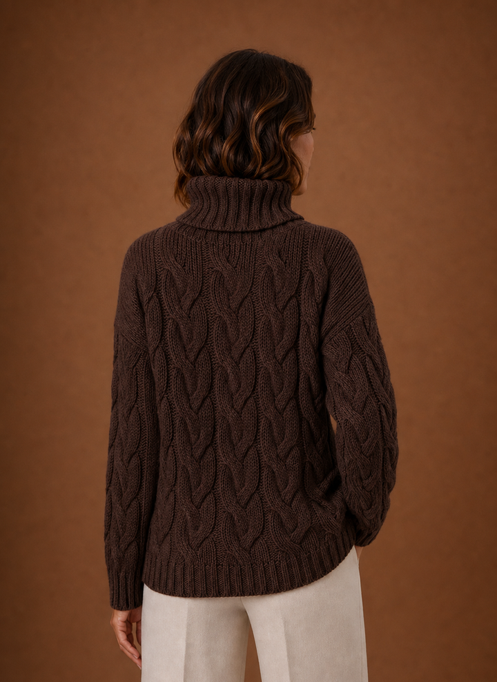 Warmer Damen Zopfmuster Strickpullover, perfekt für gemütliche Abende & stilvolle Auftritte.