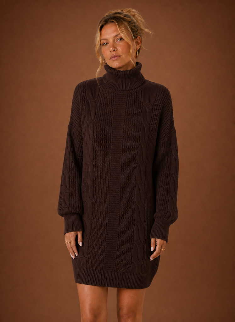 Damen Strickkleid mit Rollkragen, kuschelig & elegant für Herbst/Winter.