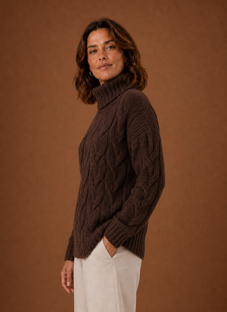 Modischer Damen Pullover mit klassischem Zopfmuster, Must-have für Ihre Wintergarderobe.