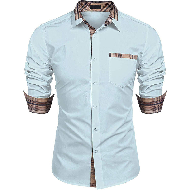 Hochwertiges Herren Langarmhemd Slim-Fit mit Karomuster & Reverskragen. Zeitloses Design für jede Gelegenheit.
