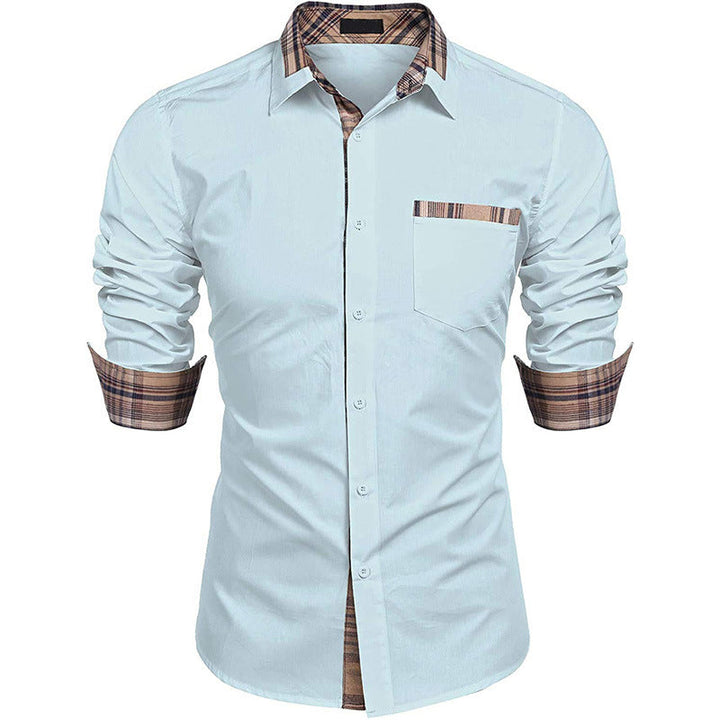 Hochwertiges Herren Langarmhemd Slim-Fit mit Karomuster & Reverskragen. Zeitloses Design für jede Gelegenheit.