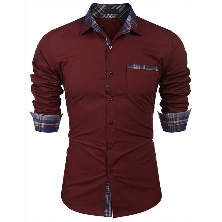 Ein gut sitzendes Slim-Fit Herren Langarmhemd mit Karomuster, ideal für einen gepflegten und modernen Look.