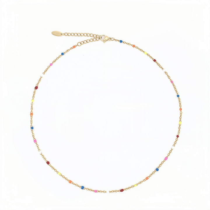 Damen Choker, neonfarben und bunt, mit feinen Gold-Details aus wasserfestem Edelstahl, ideal für Festivals.