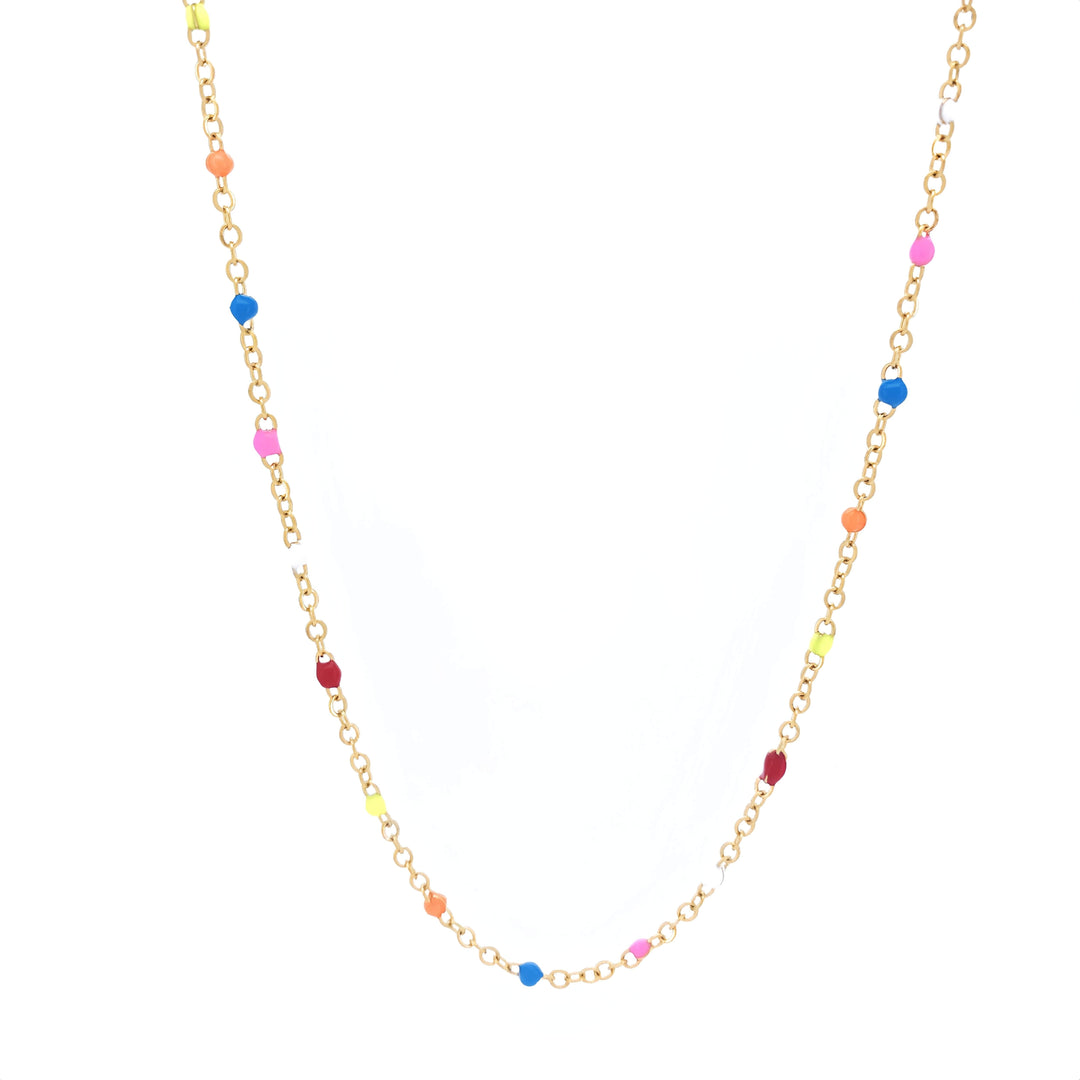 Trendiger Neon Choker für den Sommer, bunt mit schicken Gold-Details, aus robustem Edelstahl.