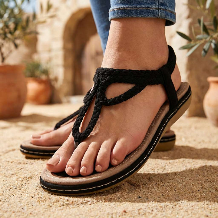 Bequeme Damen Sandalen mit stilvollem Knoten-Design und rutschfester Sohle für Sommer & Urlaub.