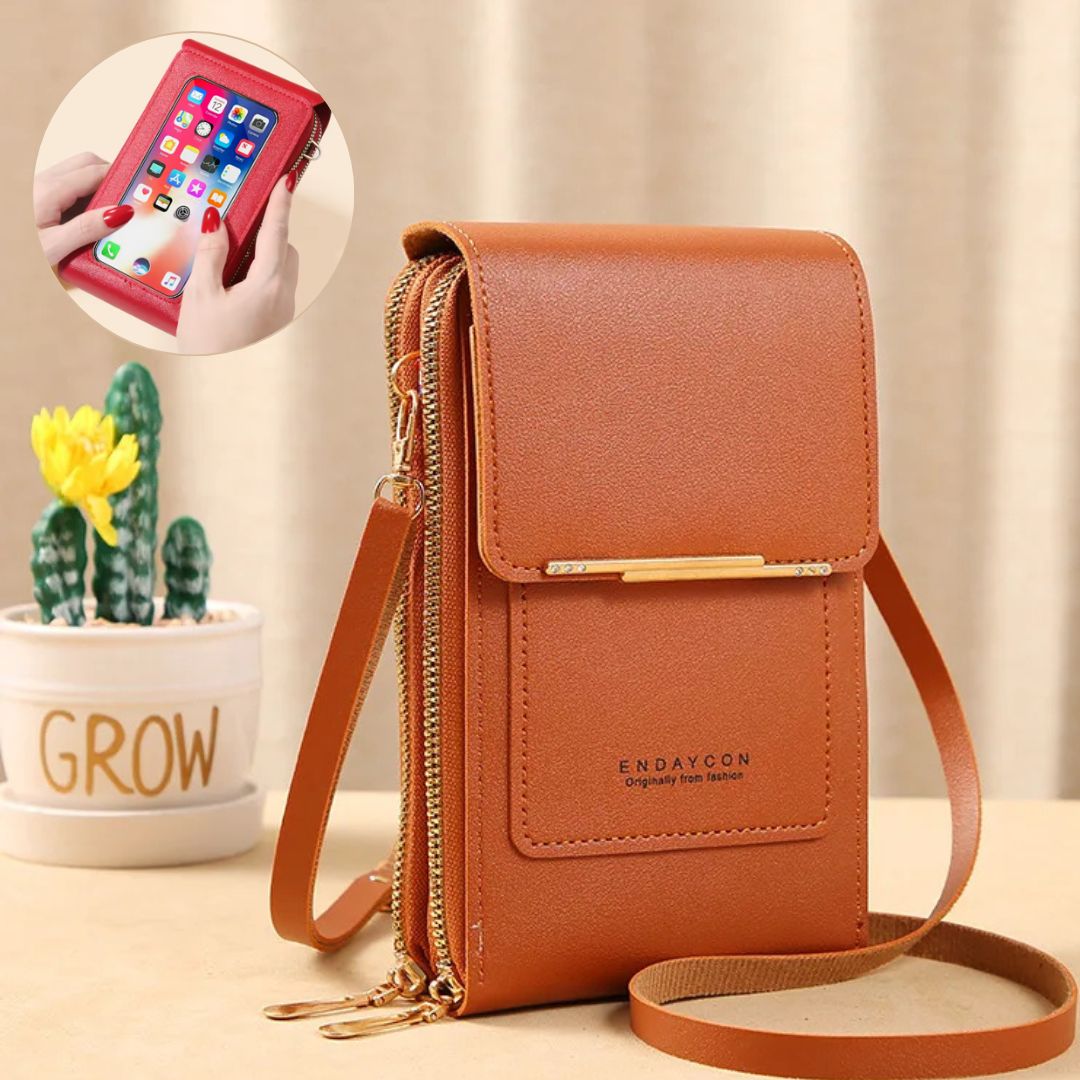 Robuste vegane Leder Handytasche für Damen, langlebig und chic für jede Gelegenheit.