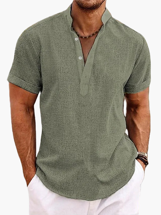 Herren Kurzarm Henley Shirt, elegant & modisch, der perfekte Begleiter für Freizeitaktivitäten im Sommer.
