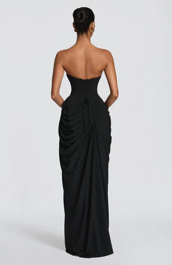 Trägerloses Korsettkleid, figurbetonter Schnitt, mit Rückenschnürung, elegantes Damen-Abendkleid.