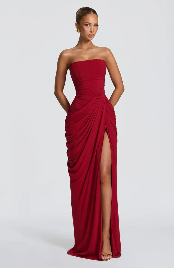 Damen-Partykleid: Trägerloses Maxikleid mit Korsett-Schnürung, sehr elegant und körperbetont.